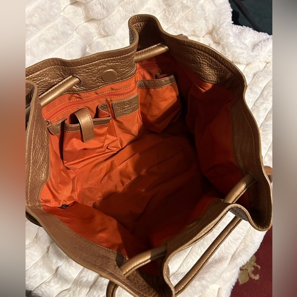 COLE HAAN Village F03 Bronze Leather Shoulder Bag with Gold Hardware - Picture 3 of 7